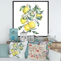 Branch of Yellow Lemons and Leaves I  Wall Art