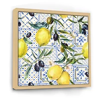 Lemon Ornament on Blue al Pattern III  Wall Art
