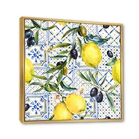 Lemon Ornament on Blue al Pattern III  Wall Art