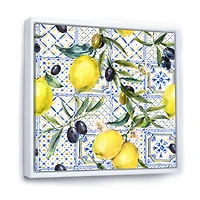 Lemon Ornament on Blue al Pattern III  Wall Art