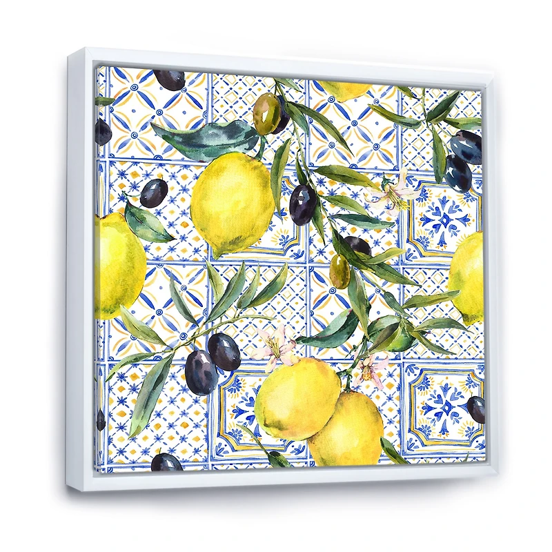 Lemon Ornament on Blue al Pattern III  Wall Art