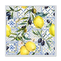 Lemon Ornament on Blue al Pattern III  Wall Art