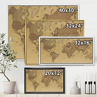 Ancient Map of The World III Canvas Wall Art