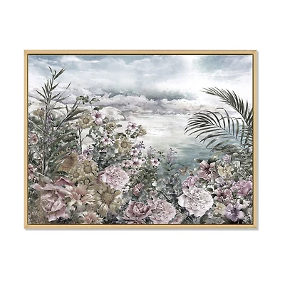 Retro Flowers by The Sea Side Wall Art