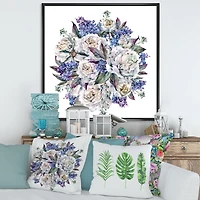 Toile « Bouquet Peonies White and Blue »