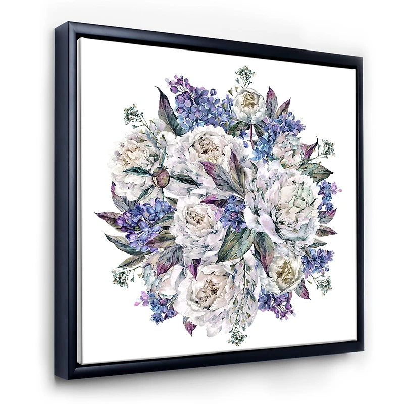 Toile « Bouquet Peonies White and Blue »
