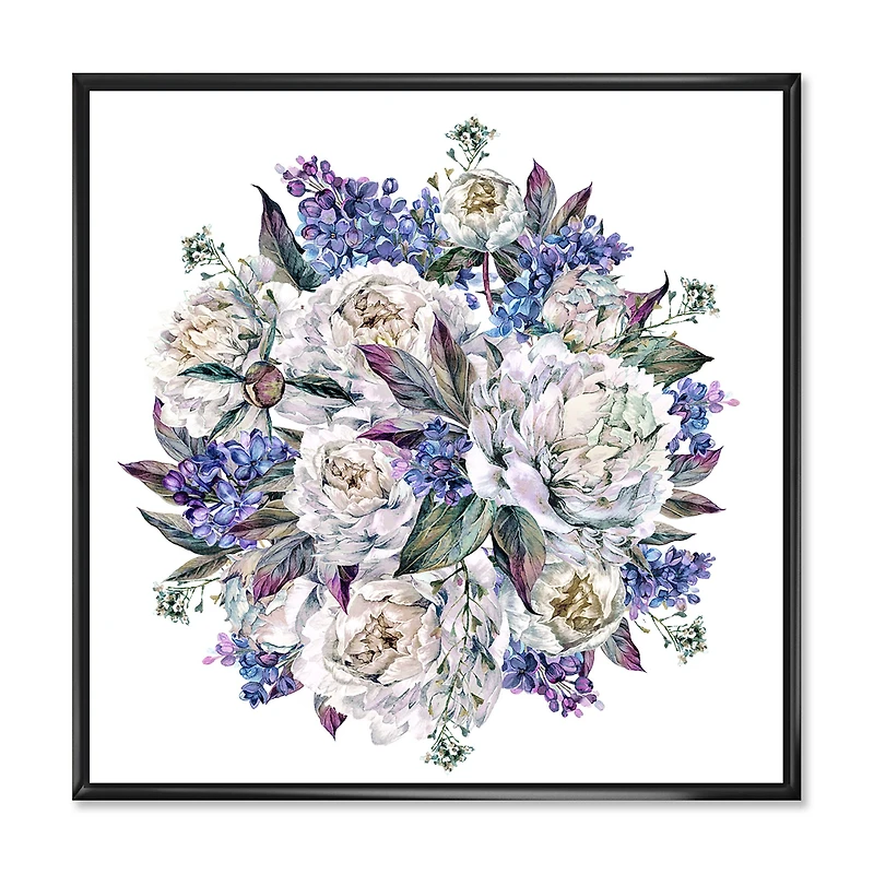 Toile « Bouquet Peonies White and Blue »