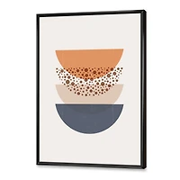 Abstract Sun & Moon Geometrics Blue Orange  Wall Art