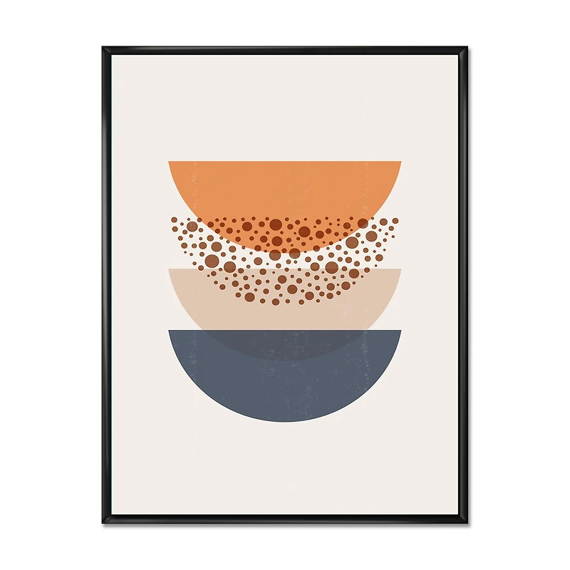 Abstract Sun & Moon Geometrics Blue Orange  Wall Art
