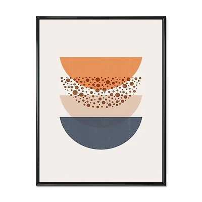 Abstract Sun & Moon Geometrics Blue Orange Wall Art
