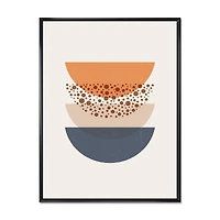 Abstract Sun & Moon Geometrics Blue Orange  Wall Art