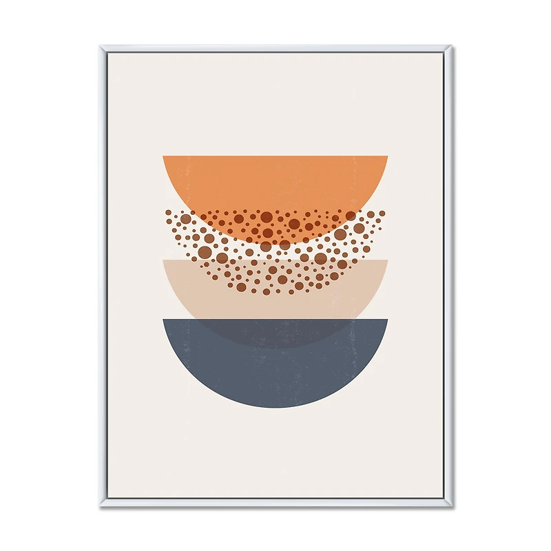 Abstract Sun & Moon Geometrics Blue Orange  Wall Art