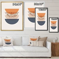 Abstract Sun & Moon Geometrics Blue Orange  Wall Art