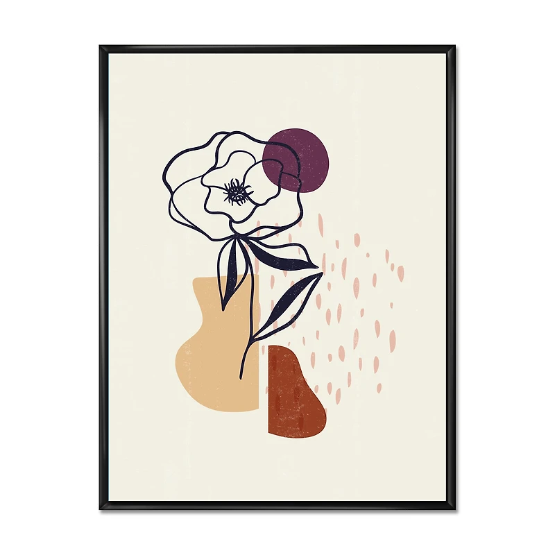Vintage Flower with Minimalist Shapes I  Wall Art