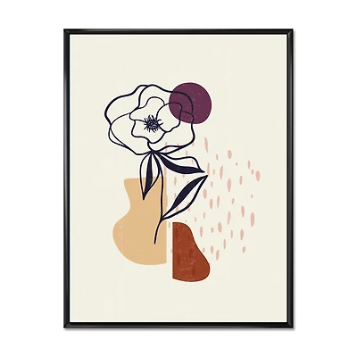 Vintage Flower with Minimalist Shapes I  Wall Art