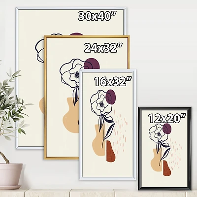 Toile « Vintage Flower with Minimalist Shapes I »