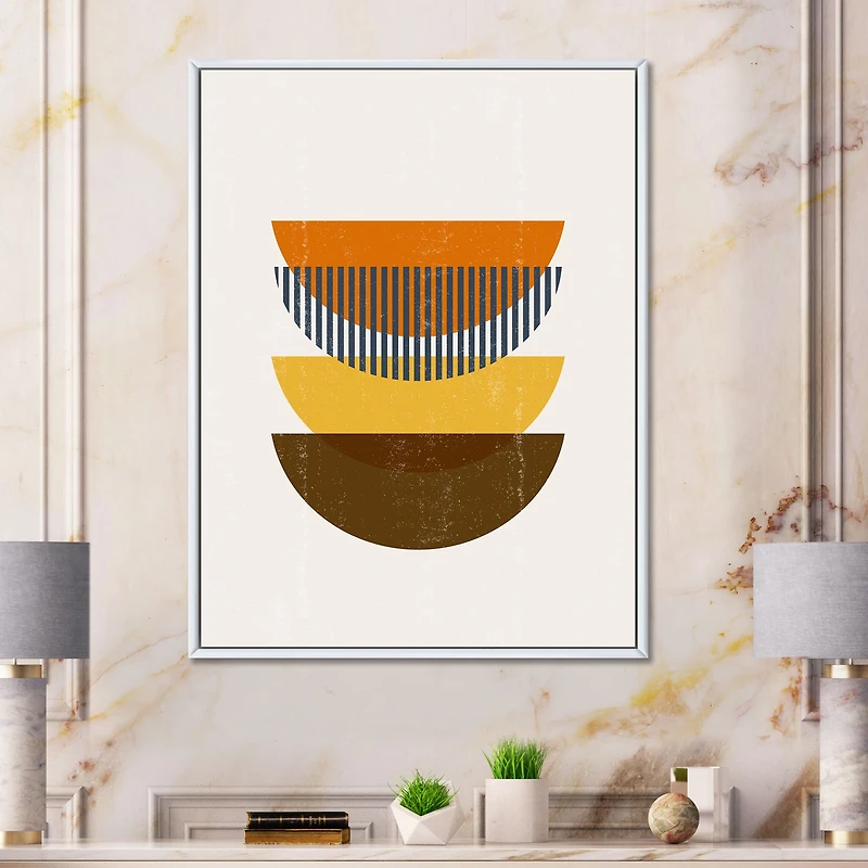 Abstract Geometric Moon Earth Tones Wall Art