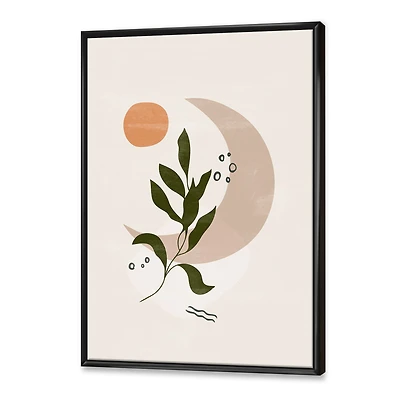 Abstract Geometrical Moon with Leaf I  Wall Art