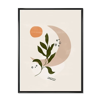 Abstract Geometrical Moon with Leaf I Wall Art