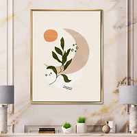 Abstract Geometrical Moon with Leaf I  Wall Art