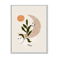 Abstract Geometrical Moon with Leaf I  Wall Art