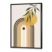 Abstract Yellow Sun with Retro Rainbow  Canvas Wall Art