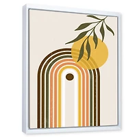 Abstract Yellow Sun with Retro Rainbow  Canvas Wall Art