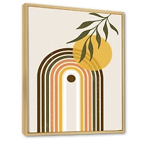 Abstract Yellow Sun with Retro Rainbow  Canvas Wall Art