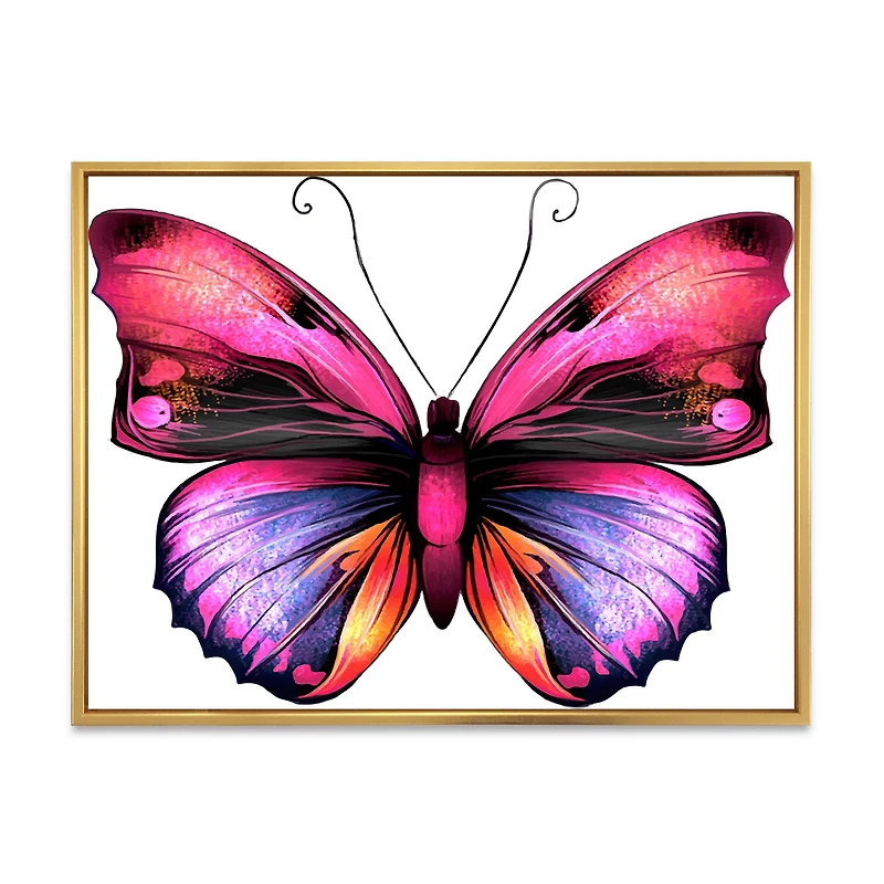 Bright Pink Butterfly Portrait  Wall Art