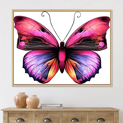 Bright Pink Butterfly Portrait  Wall Art