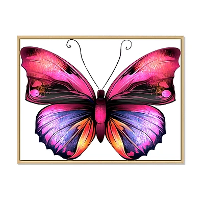 Bright Pink Butterfly Portrait  Wall Art