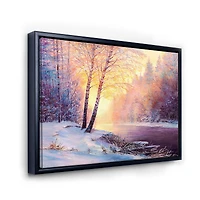 Toile « Winter Scenery with Bridge of Meandering River II »