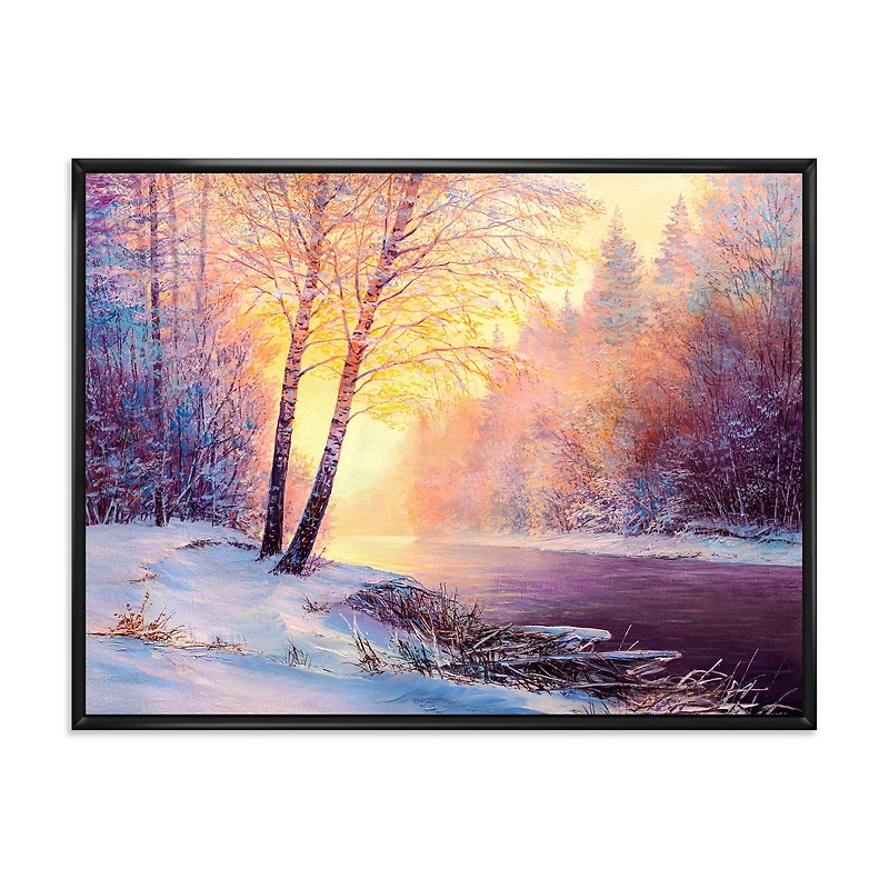 Toile « Winter Scenery with Bridge of Meandering River II »