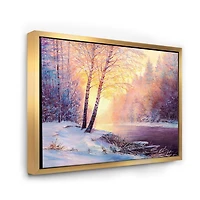 Toile « Winter Scenery with Bridge of Meandering River II »