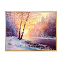 Toile « Winter Scenery with Bridge of Meandering River II »