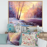 Toile « Winter Scenery with Bridge of Meandering River II »