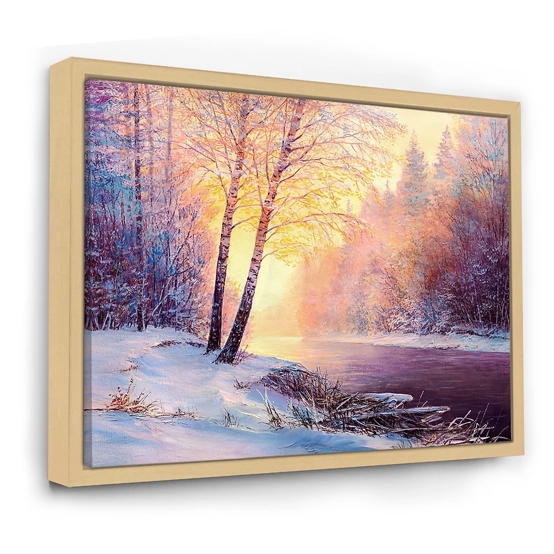 Toile « Winter Scenery with Bridge of Meandering River II »