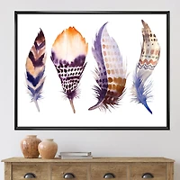 Purple Boho Feathers  Wall Art