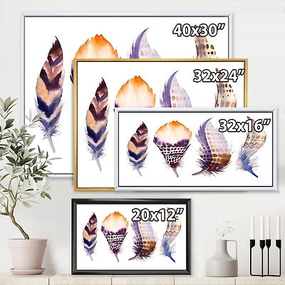 Purple Boho Feathers  Wall Art