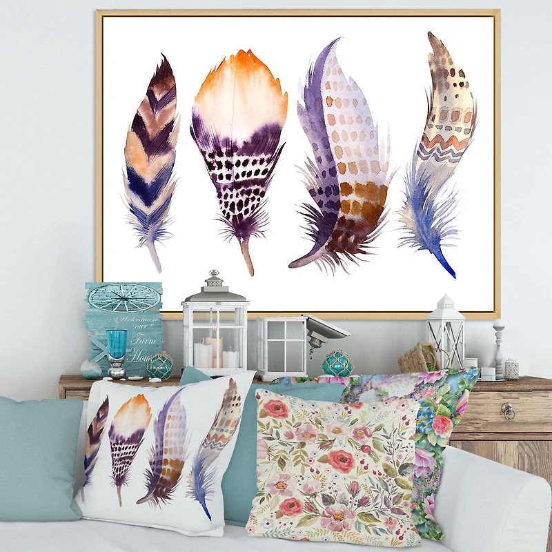 Purple Boho Feathers  Wall Art