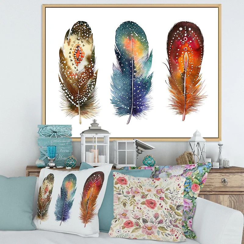 Colourful Boho Feather Set IX  Wall Art