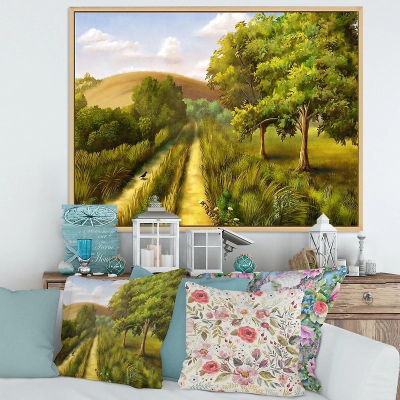 Vibrant Country Road During Summer  Wall Art