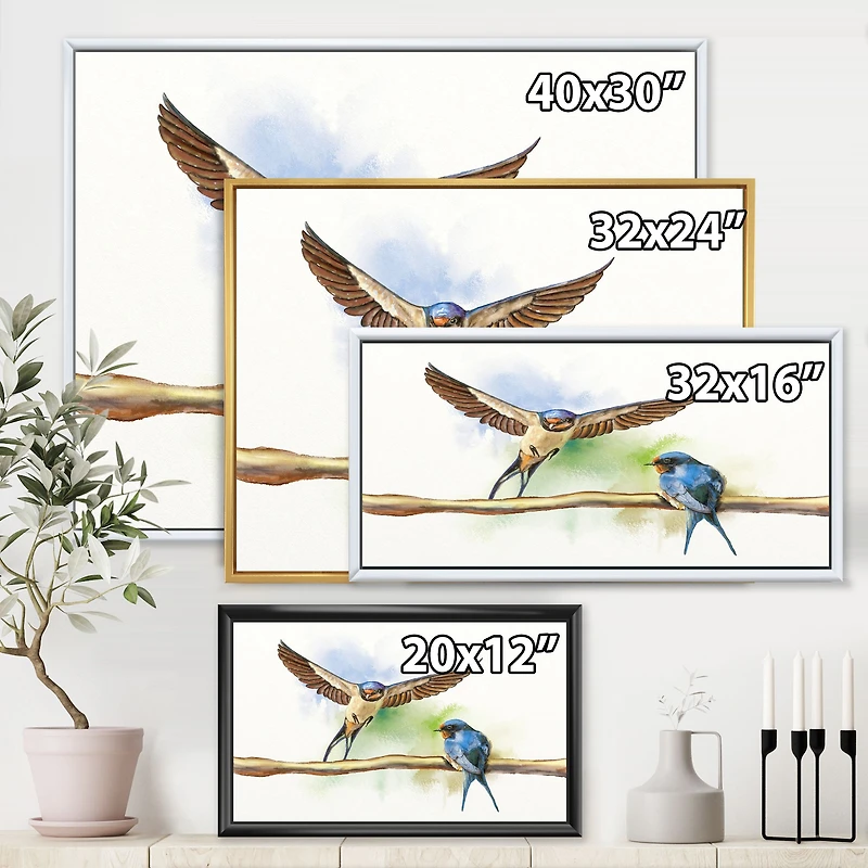 Two Barn Swallows Birds  Wall Art
