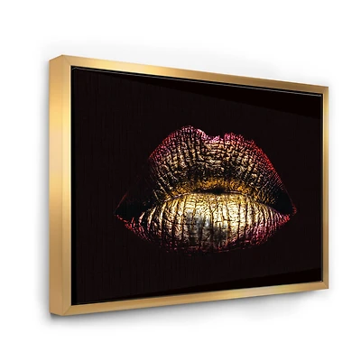 Sexy Golden Metallized Female Lips IV Wall Art