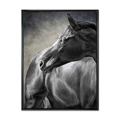 Portrait of A Black Horse  Canvas Wall Art Print