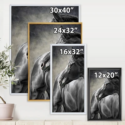 Portrait of A Black Horse Canvas Wall Art Print