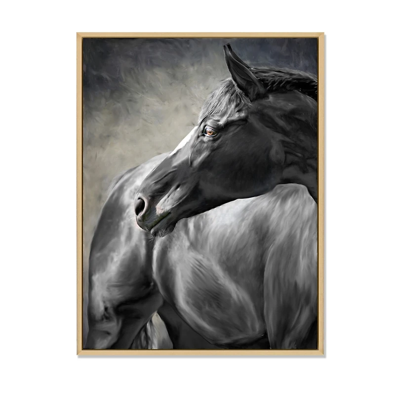 Portrait of A Black Horse  Canvas Wall Art Print