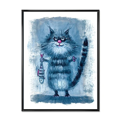 Cat Holding A Fish Its Claws Wall Art