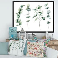 Green Eucalyptus Branches I  Canvas Wall Art Print