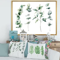 Green Eucalyptus Branches I  Canvas Wall Art Print